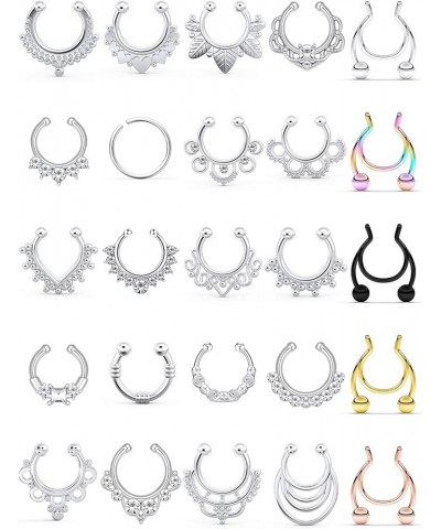 Fake Septum Nose Hoop Rings Stainless Steel Faux Lip Ear Nose Septum Ring Non Piercing Clip On Nose Hoop Rings Body Piercing ...