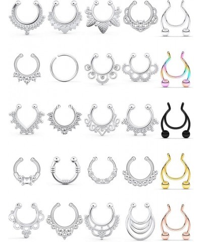 Fake Septum Nose Hoop Rings Stainless Steel Faux Lip Ear Nose Septum Ring Non Piercing Clip On Nose Hoop Rings Body Piercing ...