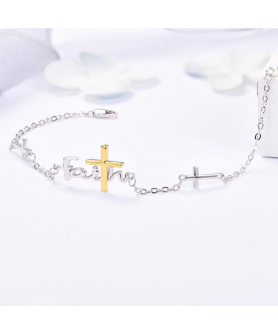 Faith Bracelet Cross Bracelet for Women Sterling Silver Adjustable Faith Bracelet Spiritual Jewelry for Women Faith Gifts for...