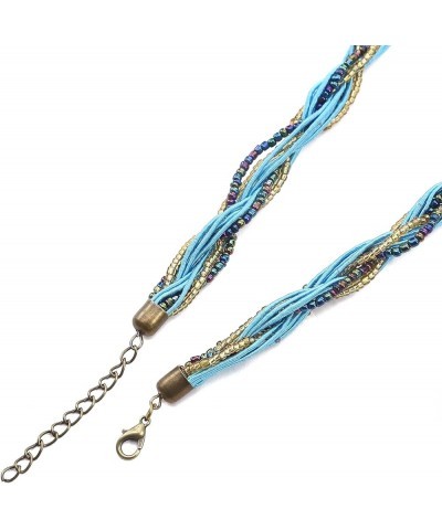 Atmneris Vintage Turquoise Pendant Necklace Twist Woven Rope Ethic Style Elegant Bead Pendant Jewelry for Women Accessories b...