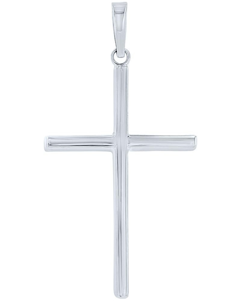 14K White Gold Plain Slender Cross Pendant with High Polish $42.50 Pendants