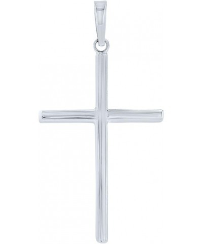 14K White Gold Plain Slender Cross Pendant with High Polish $42.50 Pendants