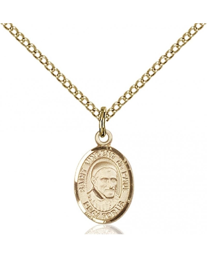 14KT Gold Filled Catholic Patron Saint Petite Charm Medal, 1/2 Inch Saint Vincent de Paul $42.50 Pendants