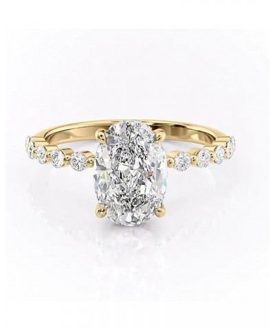 1/1.5/2/2.5/3 Carat Oval Cut Center Moissanite Rings for Women, 10K 14K 18K Solid Gold Moissanite Wedding Engagement Ring Siz...