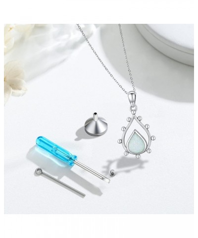 S925 Sterling Silver Teardrop Pendant Urn Necklaces for Ashes for Women Girls, Waterdrop Cremation Necklack for Dog Cat Human...