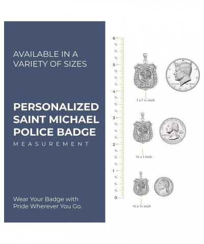 Saint Michael Personalized Police Badge with Department & Badge Number Solid 10k White Gold 1 x 1-1/4 Inch $28.68 Necklaces