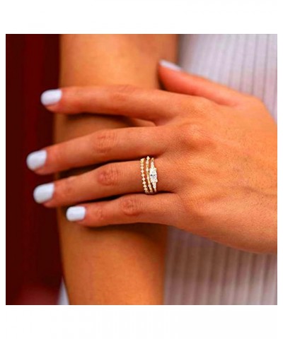 Gold Dainty Rings for Womem 14k Gold Plated Stackable Ring for Girls Size 6-11 Cubic Zirconia Gold Rings Set Wedding Rings fo...