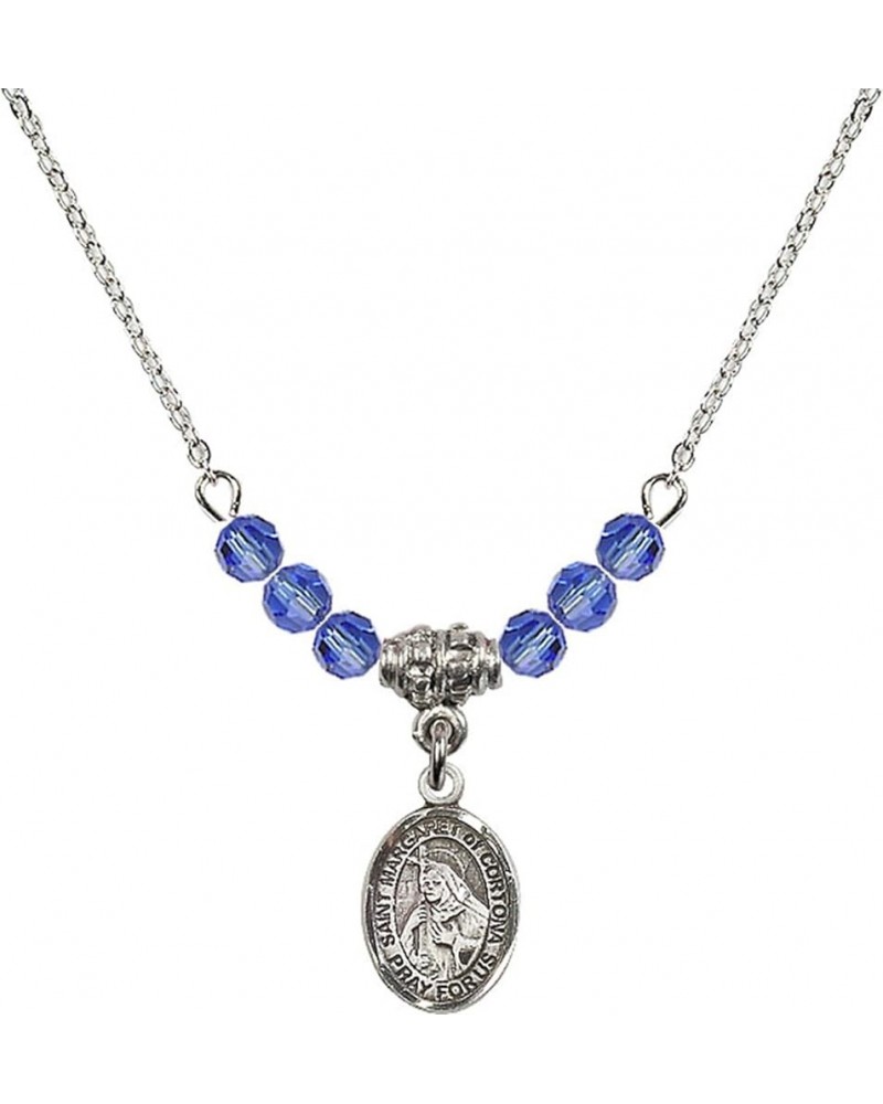 September Birth Month Bead Necklace with Catholic Patron Saint Petite Charm, 18 Inch Saint Margaret of Cortona $27.25 Necklaces