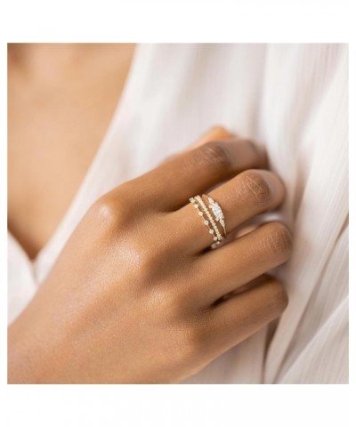 Gold Dainty Rings for Womem 14k Gold Plated Stackable Ring for Girls Size 6-11 Cubic Zirconia Gold Rings Set Wedding Rings fo...