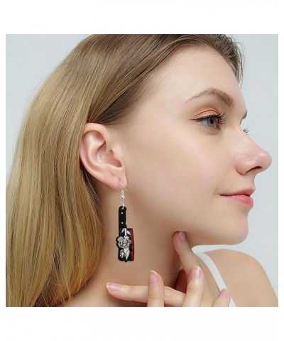 Unique Gothic Acrylic Black Blood Knife Drop Dangle Earrings Funny Creative Kitchen Knife Hook Earrings for Women Girls Kids ...