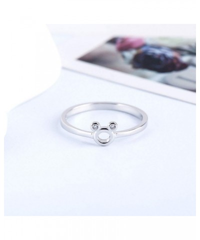 Sterling Silver Mini Mouse Shape Rings Wedding Engagement Promise Engraved Thin Rings for Women $9.87 Rings