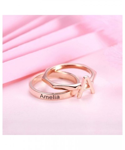 Custom Statement Rings Sets Sterling Silver 925 Initial Letter Rings For Women Personalized Name Rings For Girlfriends Engrav...