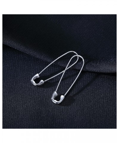 Solid 925 Sterling Silver Safety Pin Earrings Hoop for Women Teen Girls Paperclip Earrings Hoop Pin Cartilage Earrings B-Silv...