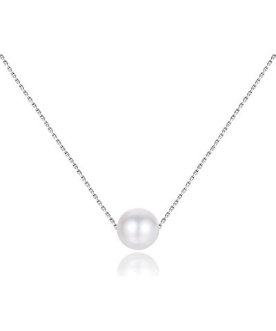 Single Pearl Necklace for Women 925 Sterling Silver Freshwater Cultured 6.5mm - 7mm Pearls Choker Genuine Floating Pearls Nec...