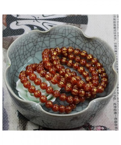 Gem Semi Precious Gemstones 8mm Round Beads Crystal Stretch Bracelet 7 Inch Unisex Coated Six Words Red Agate $6.62 Bracelets