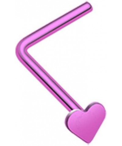 Basic Heart L-Shaped 316L Surgical Steel Nose Stud Ring (Sold Individually) 20 GA, 7mm, Purple $9.17 Body Jewelry