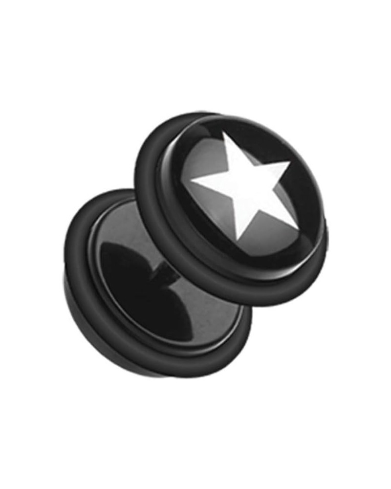 Star Print Acrylic Fake WildKlass Plug with O-Rings Black/White $9.45 Body Jewelry