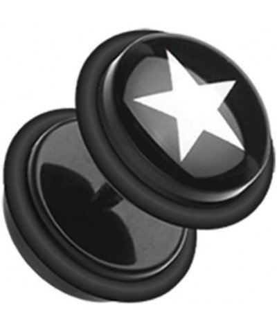 Star Print Acrylic Fake WildKlass Plug with O-Rings Black/White $9.45 Body Jewelry