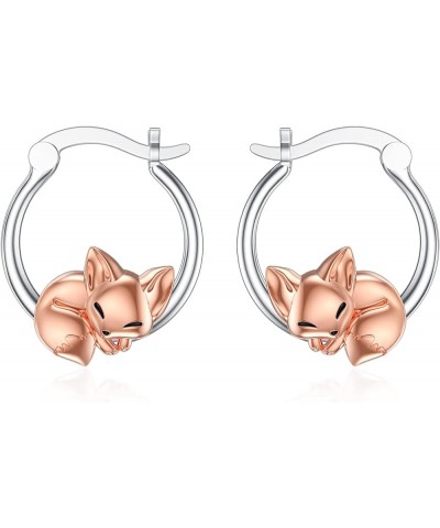 Mothers Day Gifts Raccoon/Koala/Sloth/Bear/Hippo/Dinosaur/Hedgehog/Pig/Bunny/Fox/Wolf Hoop Earrings for Women Girls 925 Sterl...