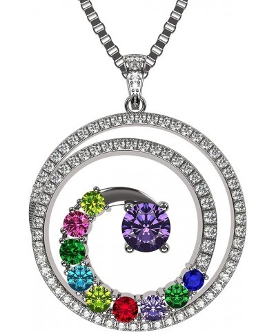 Swirl Birthstone Mothers Necklace w/ 1 to 9 Simulated Gemstones in Silver, 10K, or 14K Gold For Women White Gold - 14K $52.22...