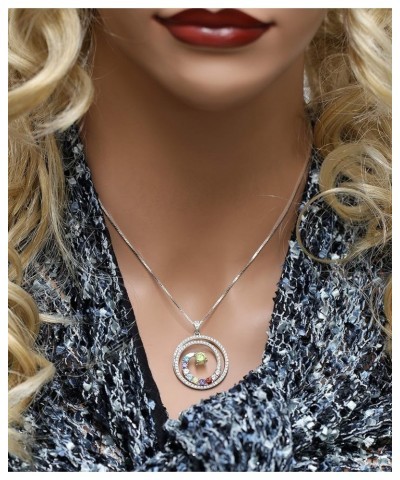 Swirl Birthstone Mothers Necklace w/ 1 to 9 Simulated Gemstones in Silver, 10K, or 14K Gold For Women White Gold - 14K $52.22...