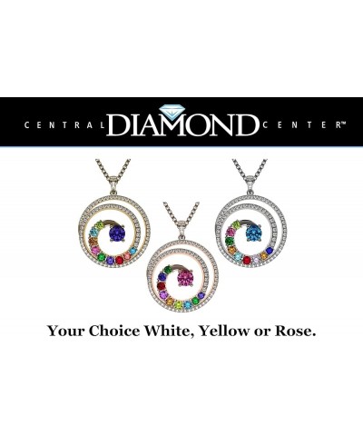 Swirl Birthstone Mothers Necklace w/ 1 to 9 Simulated Gemstones in Silver, 10K, or 14K Gold For Women White Gold - 14K $52.22...