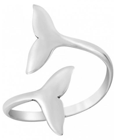 Ocean Strength Whale Tail Open Wrap .925 Sterling Silver Ring $8.90 Rings