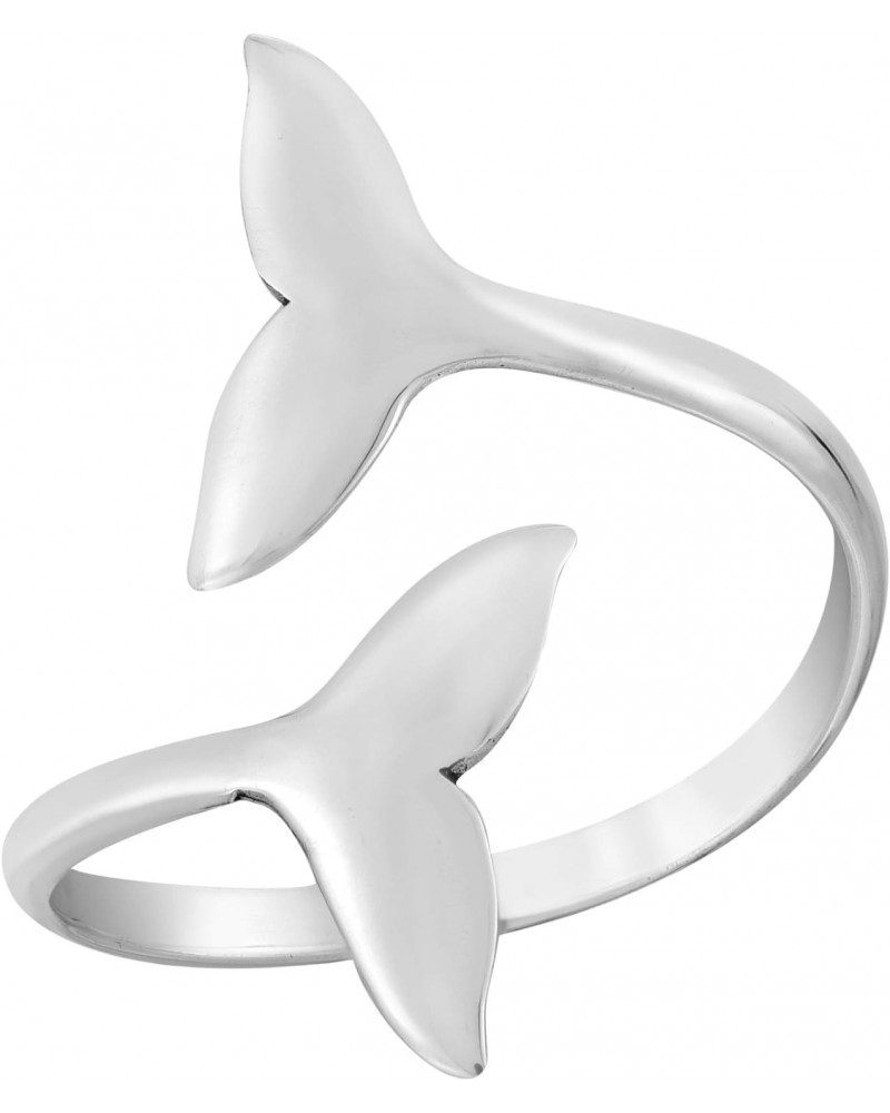 Ocean Strength Whale Tail Open Wrap .925 Sterling Silver Ring $8.90 Rings