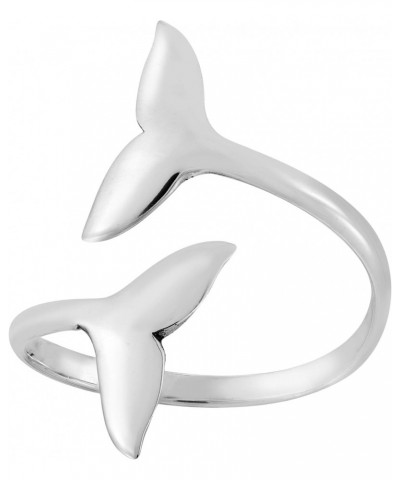 Ocean Strength Whale Tail Open Wrap .925 Sterling Silver Ring $8.90 Rings