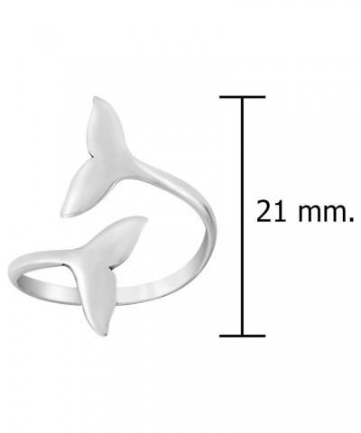 Ocean Strength Whale Tail Open Wrap .925 Sterling Silver Ring $8.90 Rings