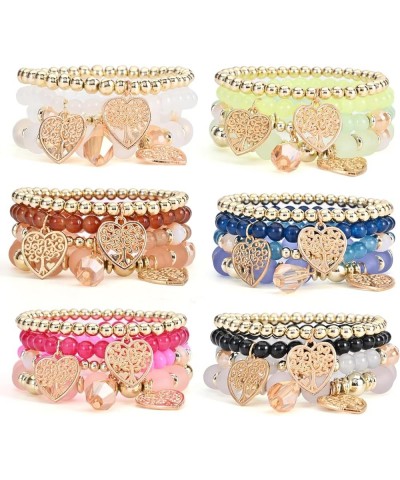 Bohemian Bracelet Sets for Women - 6 Sets Stackable Stretch Bracelets Multi-color Boho Jewelry for Women Hippie Bracelets Dai...