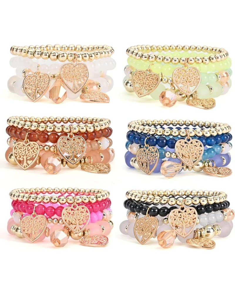 Bohemian Bracelet Sets for Women - 6 Sets Stackable Stretch Bracelets Multi-color Boho Jewelry for Women Hippie Bracelets Dai...