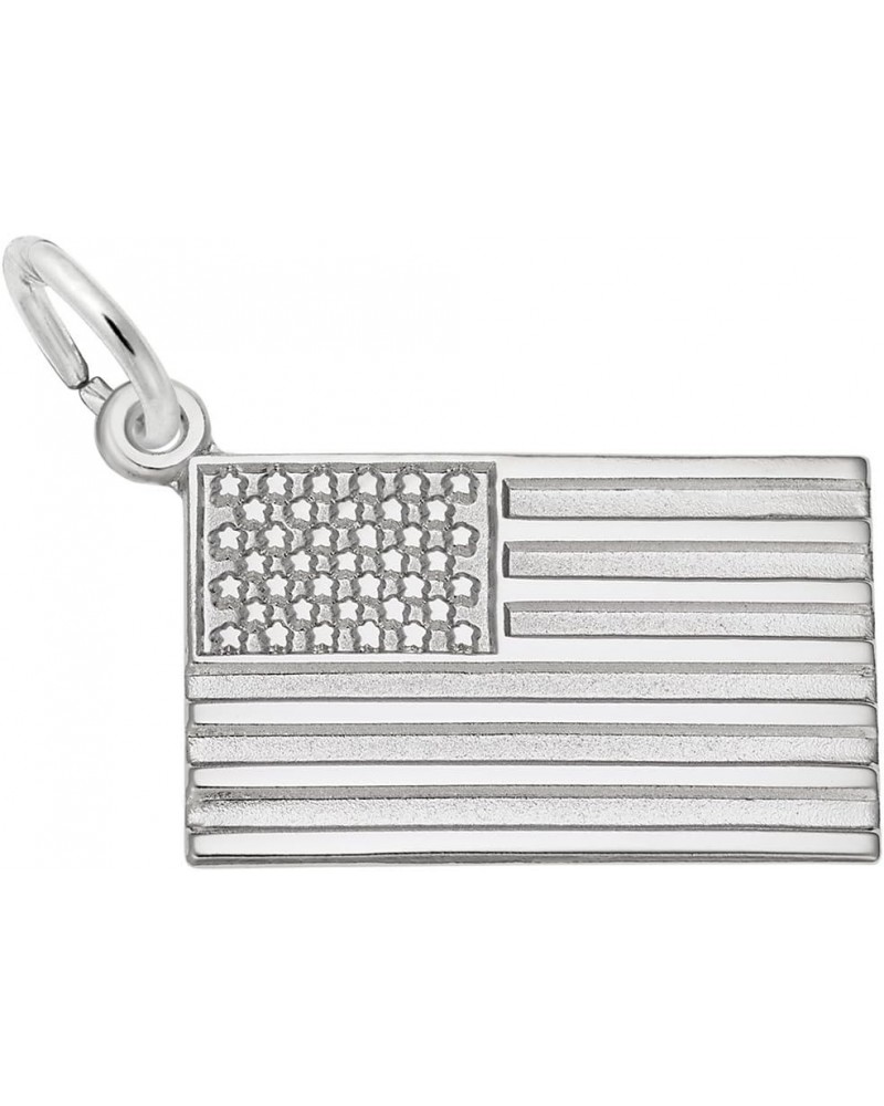 American Flag Charm, Charms for Bracelets and Necklaces White Gold $25.00 Bracelets