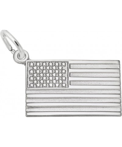 American Flag Charm, Charms for Bracelets and Necklaces White Gold $25.00 Bracelets