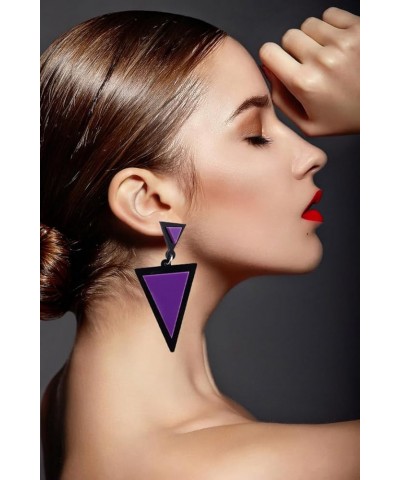 Acrylic Geometric Earrings, Fashion Acrylic Triangle/Square Rectangle Statement Drop Earrings for Women girls Dangle 11purple...