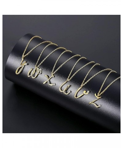 Initial Necklace for Women Girls 18K Gold Plated Sterling Silver 26 Latin Cursive Letters Personalized Necklace T $17.35 Neck...