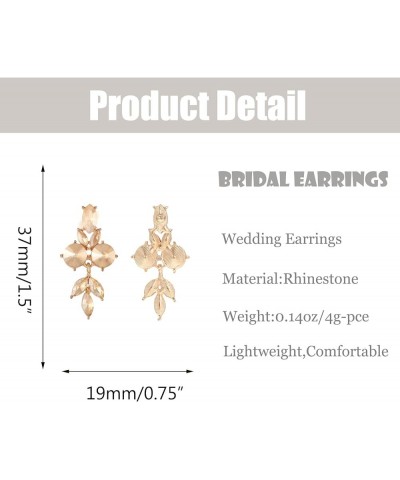 Gold Dainty Wedding Crystal Dangle Earrings Fashion Marquise Rhinestone Drop Earrings for Women Bridal Bridesmaid Prom Costum...