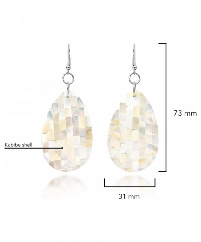 Alluring Mosaic White Kabibe Shell Teardrop Handmade Dangle Earrings | Jewelry Gifts | White Earrings | White Kabibe Teardrop...