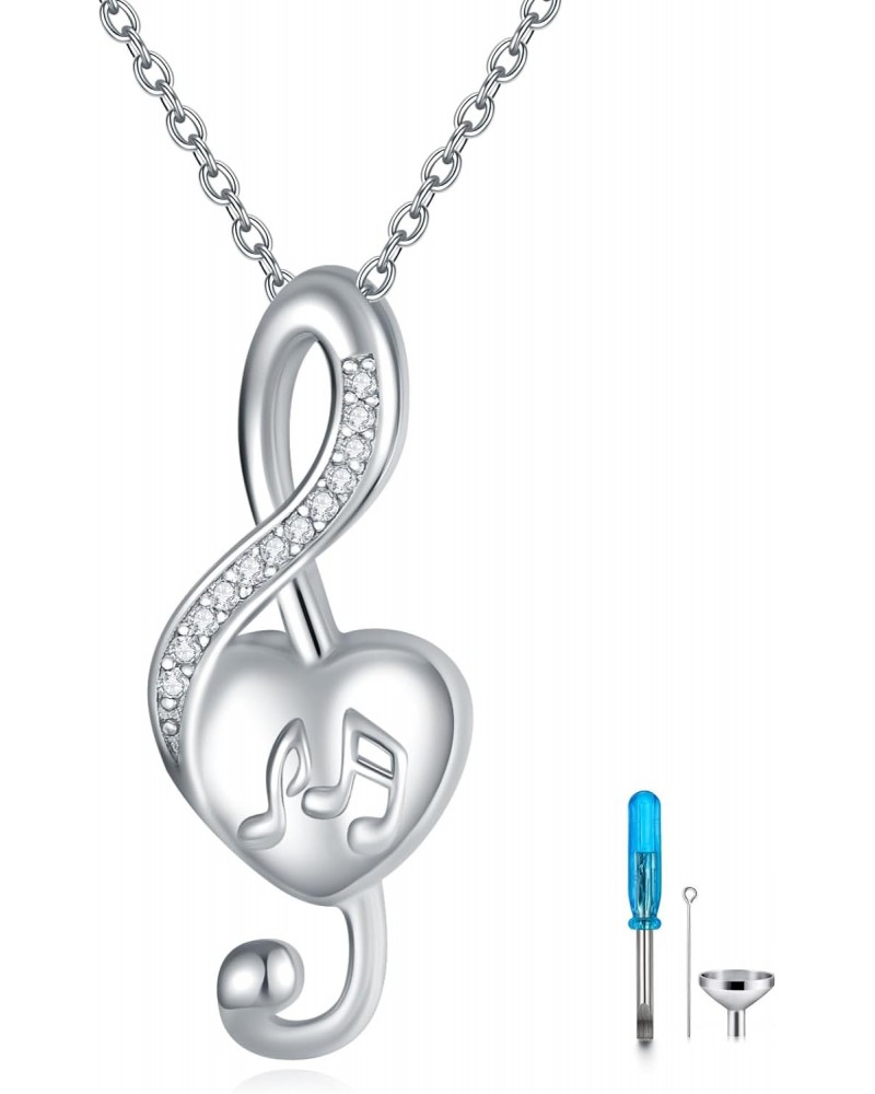 Music Note Urn Necklace 925 Sterling Silver Memorial Necklace Urn Cremation Jewelry for Storing the Ashes of Loved Ones Women...