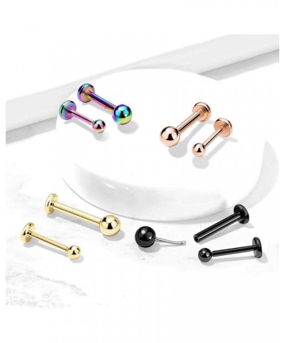 Push in Top Ball PVD Over Surgical Steel Threadless Labret, Monroe, Flat Back Stud 16GA, L: 6mm, Ball: 3mm, Black $10.25 Body...