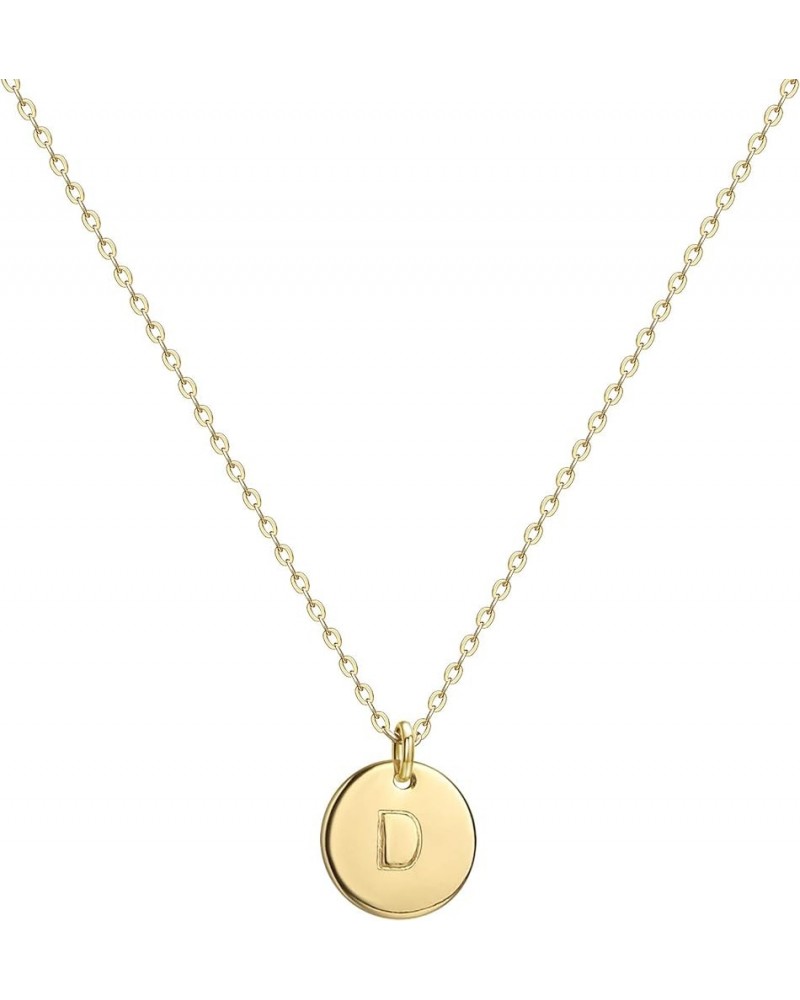 Initial Necklaces for Women 14K Gold Plated Dainty Letter Necklce Round Coin Disc Pendant Double Side Engraved A-Z Necklace P...