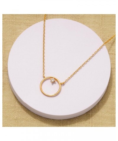 Pendant Necklace Gold Choker Layered Coin Open Karma Circle Full New Crescent Moon 14K Gold Plated Dainty Simple Moon Phase J...