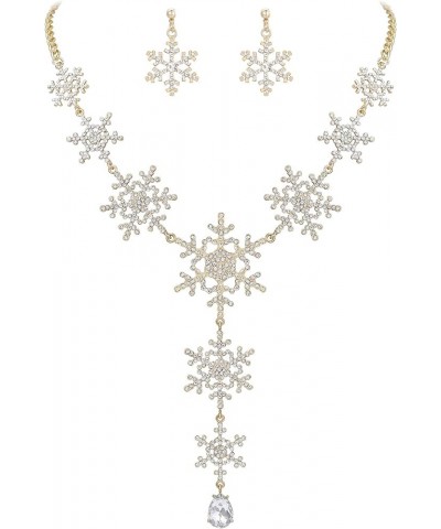 Tear Drop Snowflake Necklace Earrings Set Austrian Crystal Clear Gold-Tone $15.48 Jewelry Sets