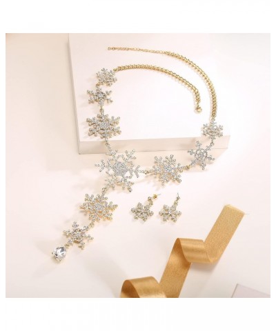 Tear Drop Snowflake Necklace Earrings Set Austrian Crystal Clear Gold-Tone $15.48 Jewelry Sets