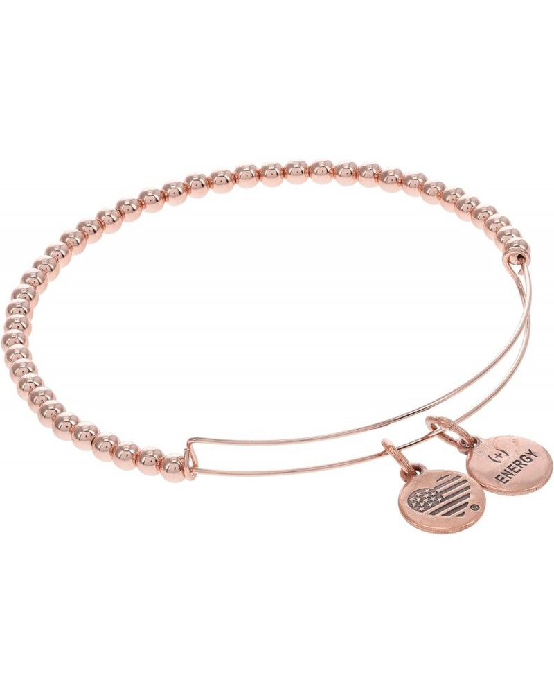 Accents Beaded Expandable Bangle for Women, Dot Beads, 2 to 3.5 in Shiny Rose Gold Finish $15.41 Bracelets