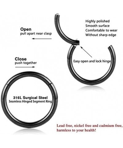 18G 16G 316L Surgical Steel Hinged Nose Rings Hoop Seamless Piercing Rings for Nose Conch Septum Cartilage Helix Tragus Rook ...