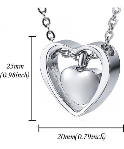 misyou Double Heart Cremation Urn Necklace for Ashes Pendant Stainless Steel Ashes Keepsake Memorial Jewelry for Loved One Pa...