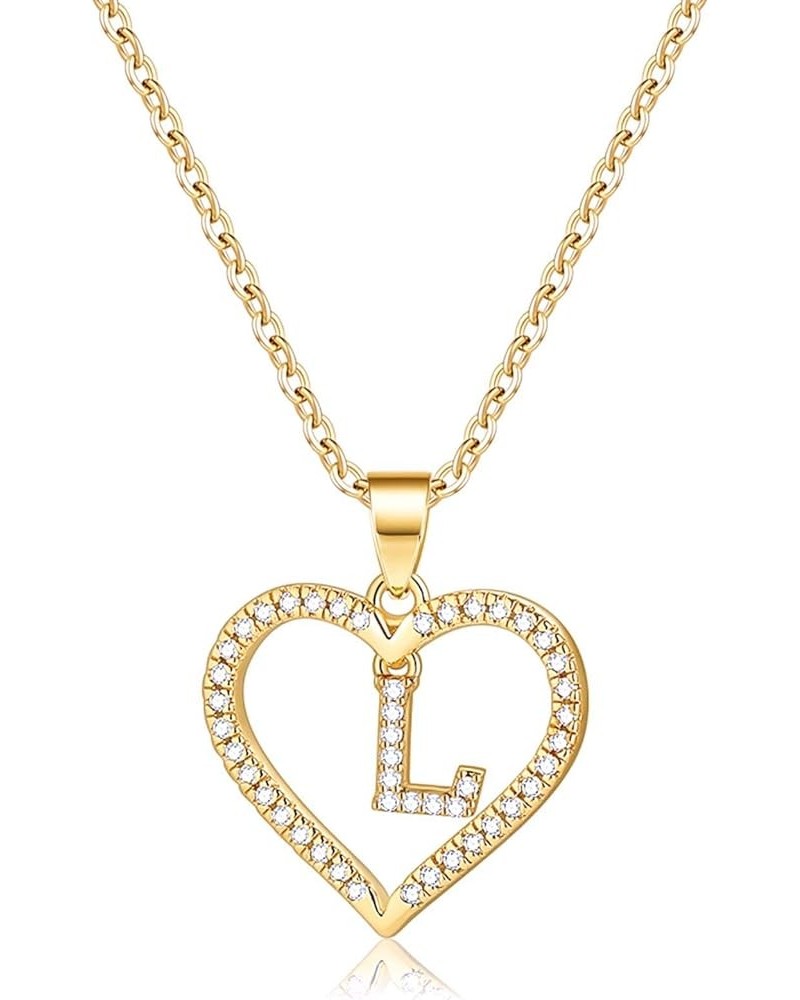 Initials Letter Necklace for Women Girls, 14k Gold Filled initial Letter Plated Charm Necklaces CZ Pendant Love Heart Alphabe...