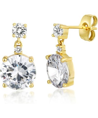 18K White Gold/Yellow Gold Plated Fashionable Cubic Zirconia Stud Earrings for Women and Men, Round/Square/Heart/Teardrop D $...