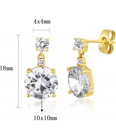 18K White Gold/Yellow Gold Plated Fashionable Cubic Zirconia Stud Earrings for Women and Men, Round/Square/Heart/Teardrop D $...